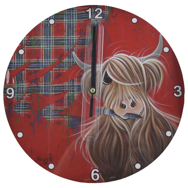 McMoo Tartan Wooden Clock