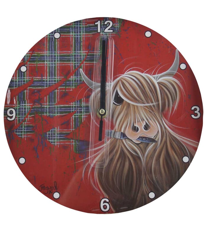 McMoo Tartan Wooden Clock