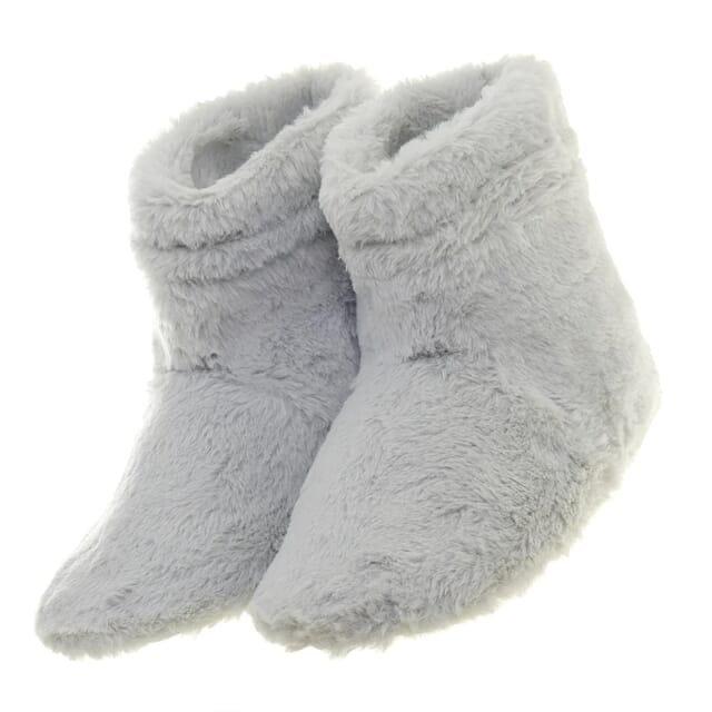Aroma Home Microwaveable Grey Faux Fur Slippers