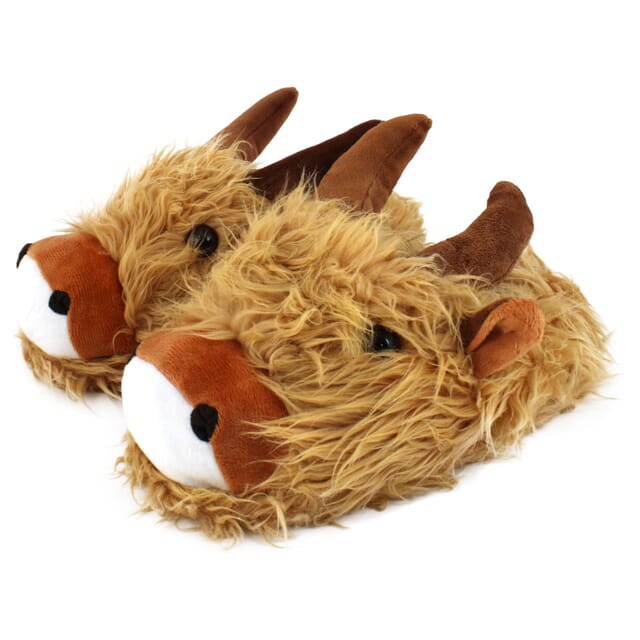 Aroma Home Highland Cow Fuzzy Friend Slippers