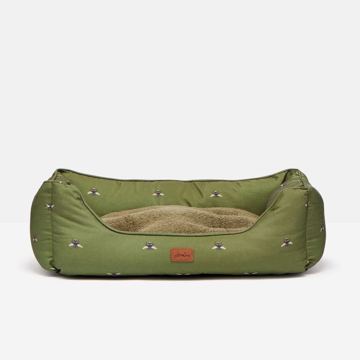 Joules Medium Box Dog Bed, Khaki Bee