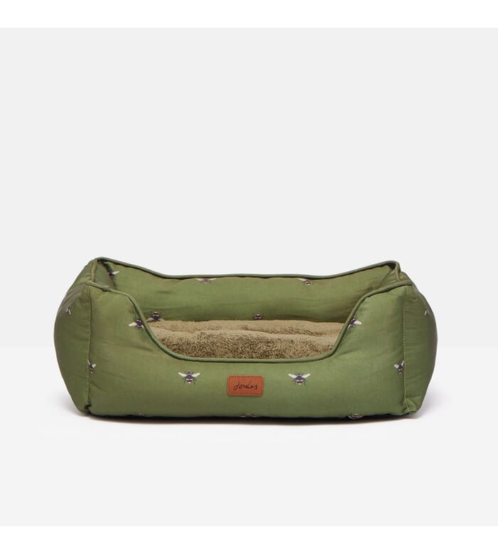 Joules Small Box Dog Bed, Khaki Bee