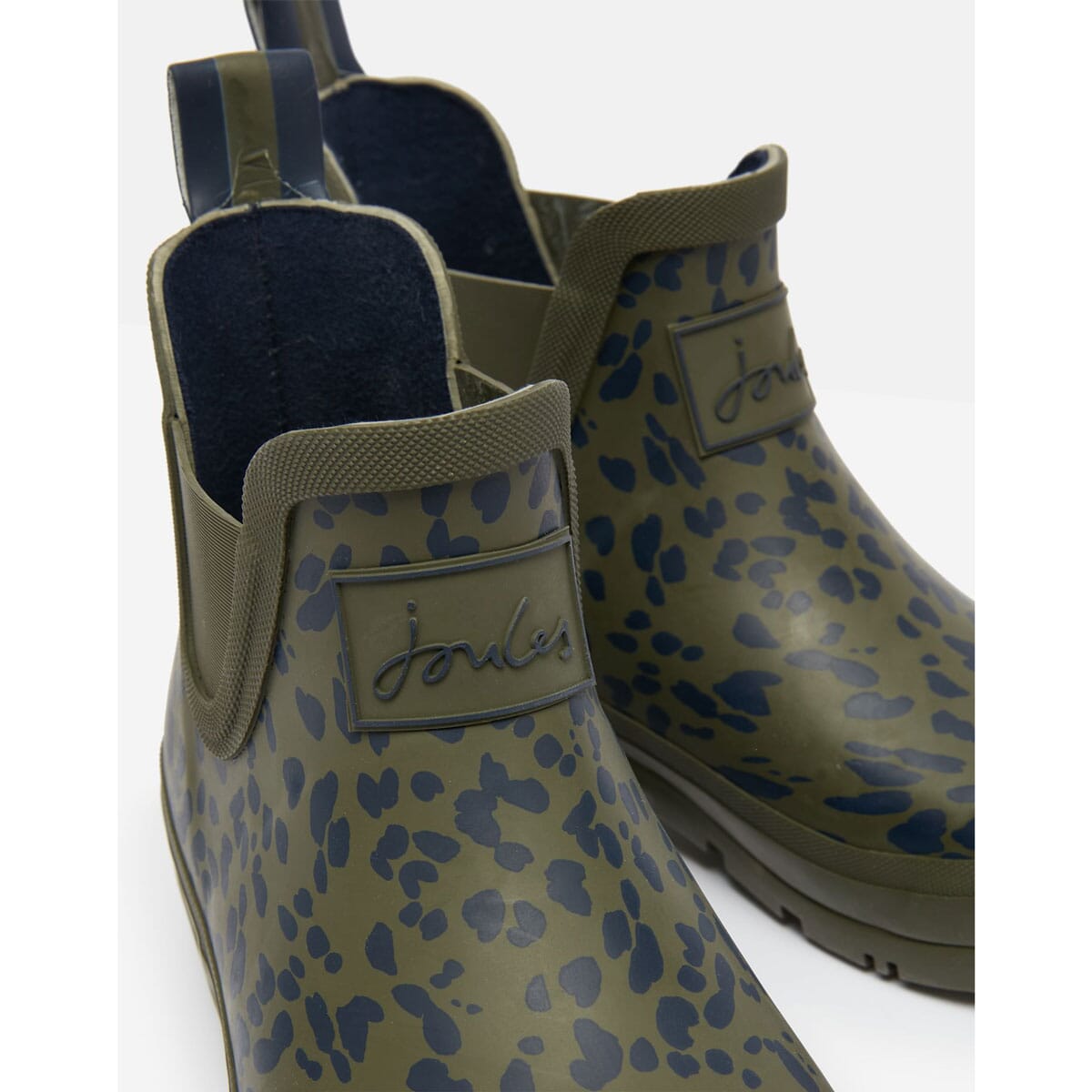 Joules Wellibob Short Height Wellies Khaki Leopard