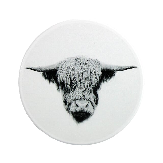 Nick Field, Black & White Queenie The Highland Cow Coaster