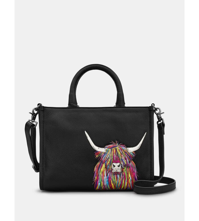 Yoshi Black Rainbow Cow Multi Way Grab Bag