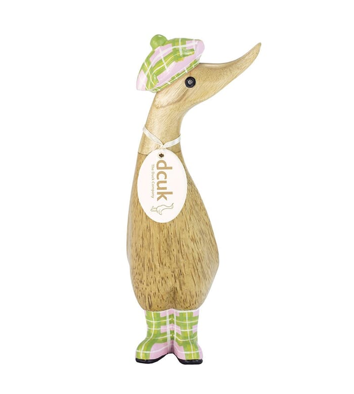 DCUK Natural Welly Duckling Tartan Hat, Lime