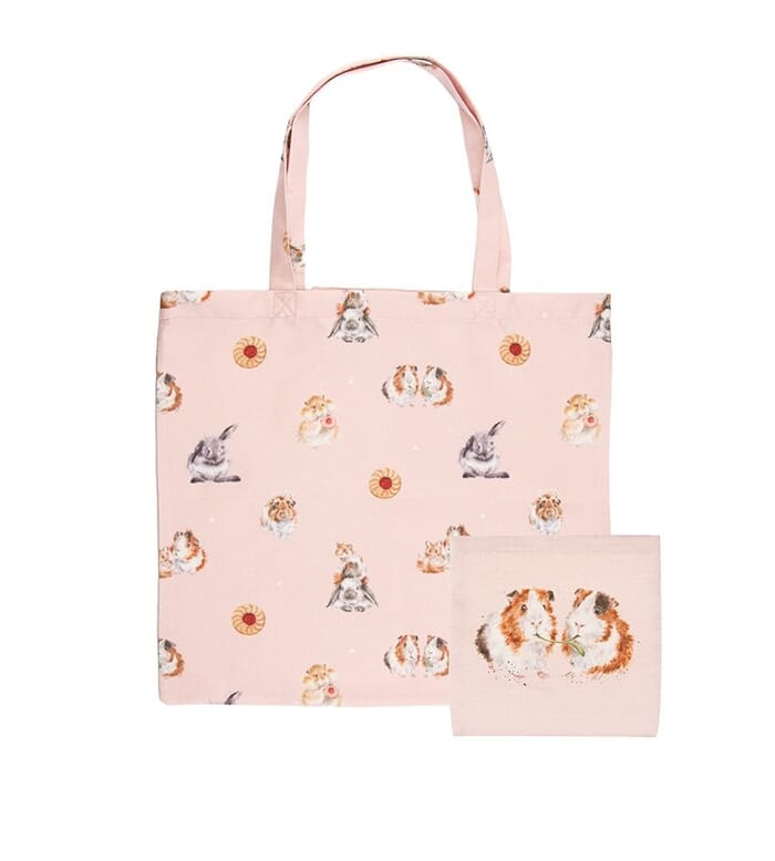 Wrendale 'Piggy In The Middle' Rabbit and Guinea Pig Foldabale Shopper Bag