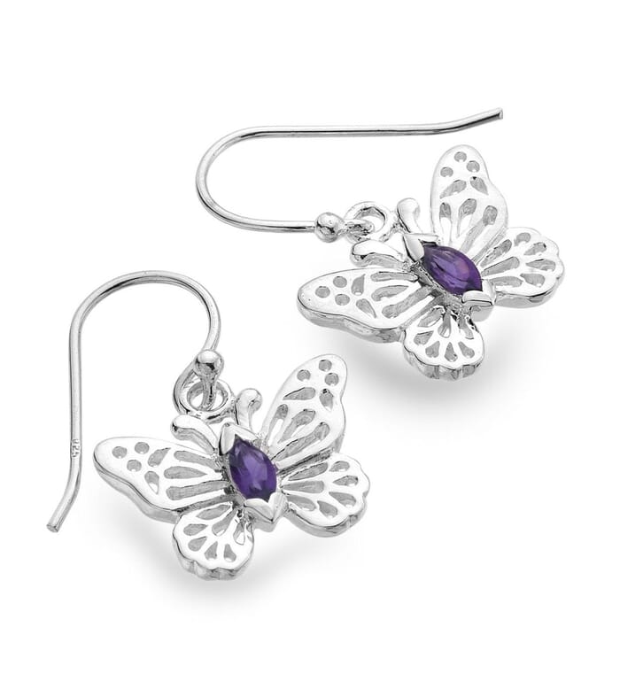 Sea Gems Butterfly Amethist Earrings