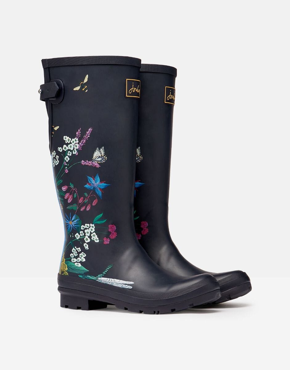 Joules Navy Bee Floral Womens Wellies