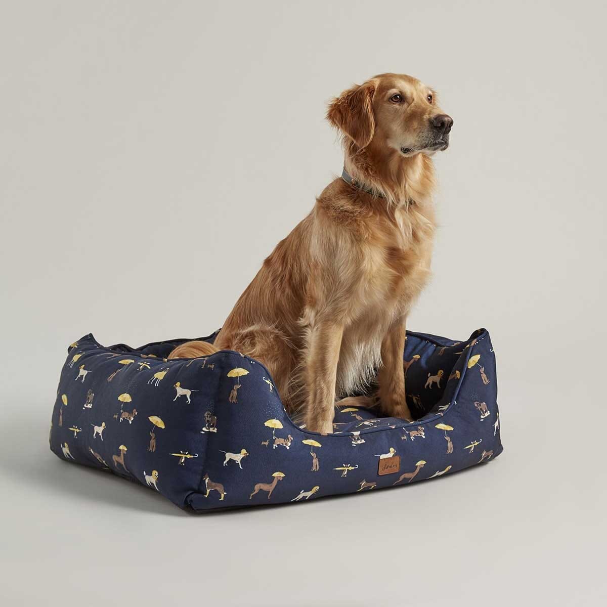 Joules Coastal Dog Print Percher Square Pet Bed