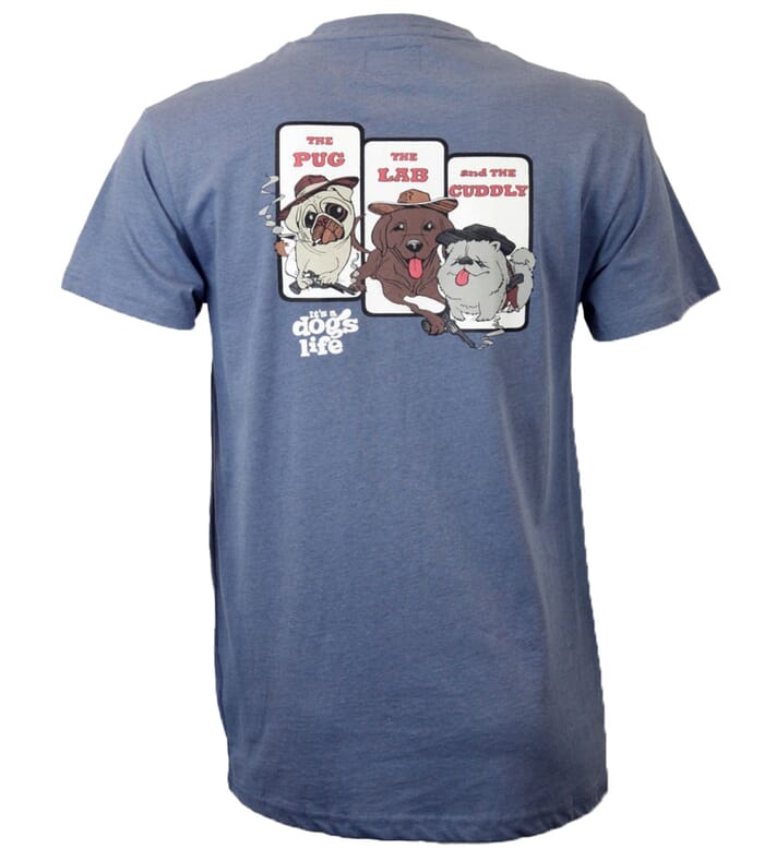 It's a Dog's Life T-shirt, The Pug, The Lab and The Cuddly, Indigo